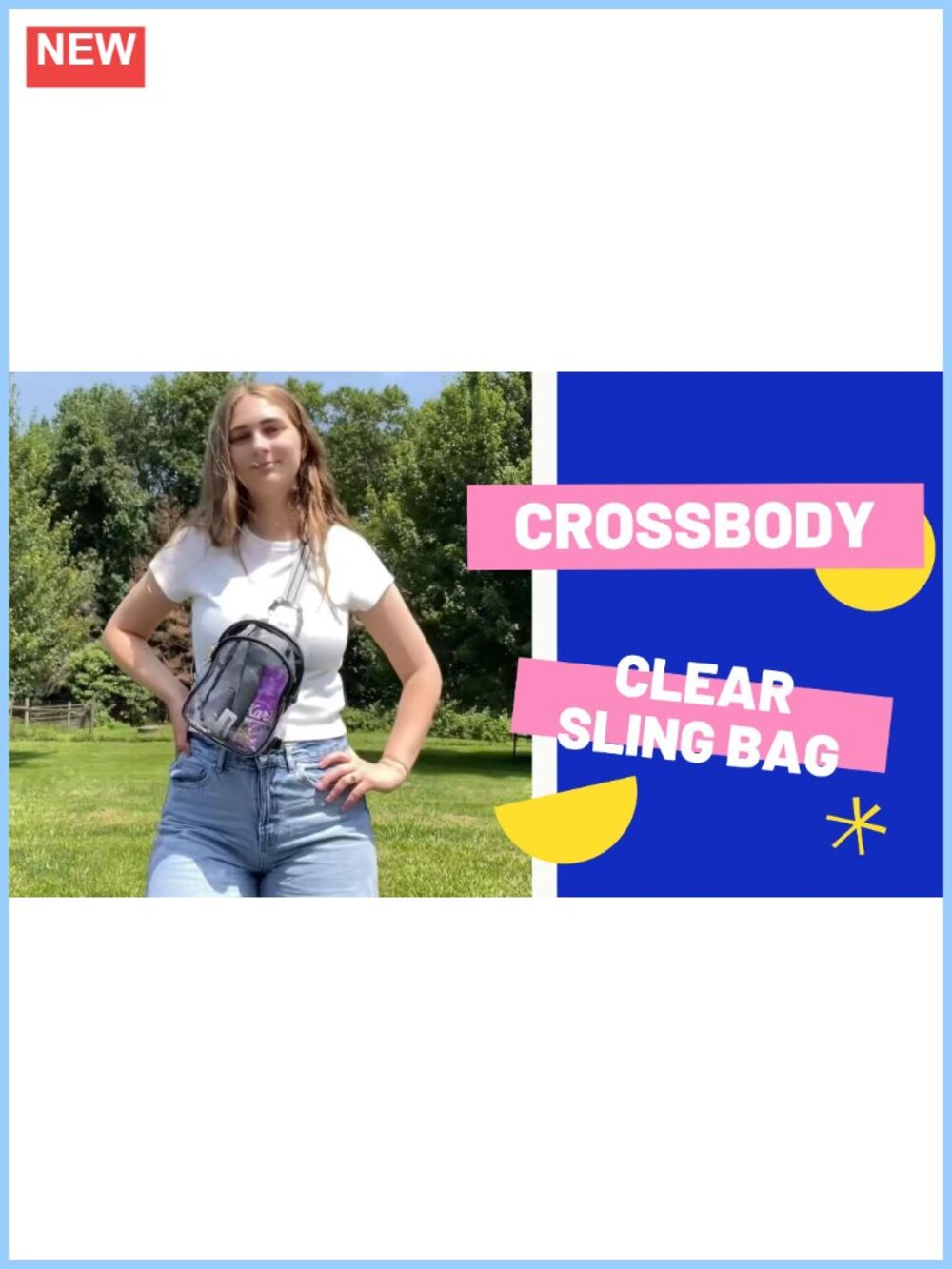Clear Sling Bag Stadium Approved Crossbody Purse PVC Waterproof - Picture 6 of 6